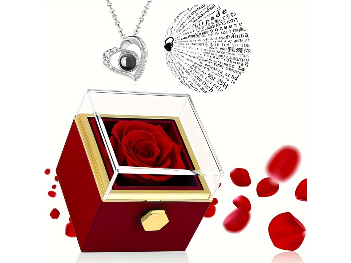 Collar "Te amo" con corazón, caja giratoria y colgante proyector. Regalo ideal para esposa, madre e hija. Perfecto para Navidad.