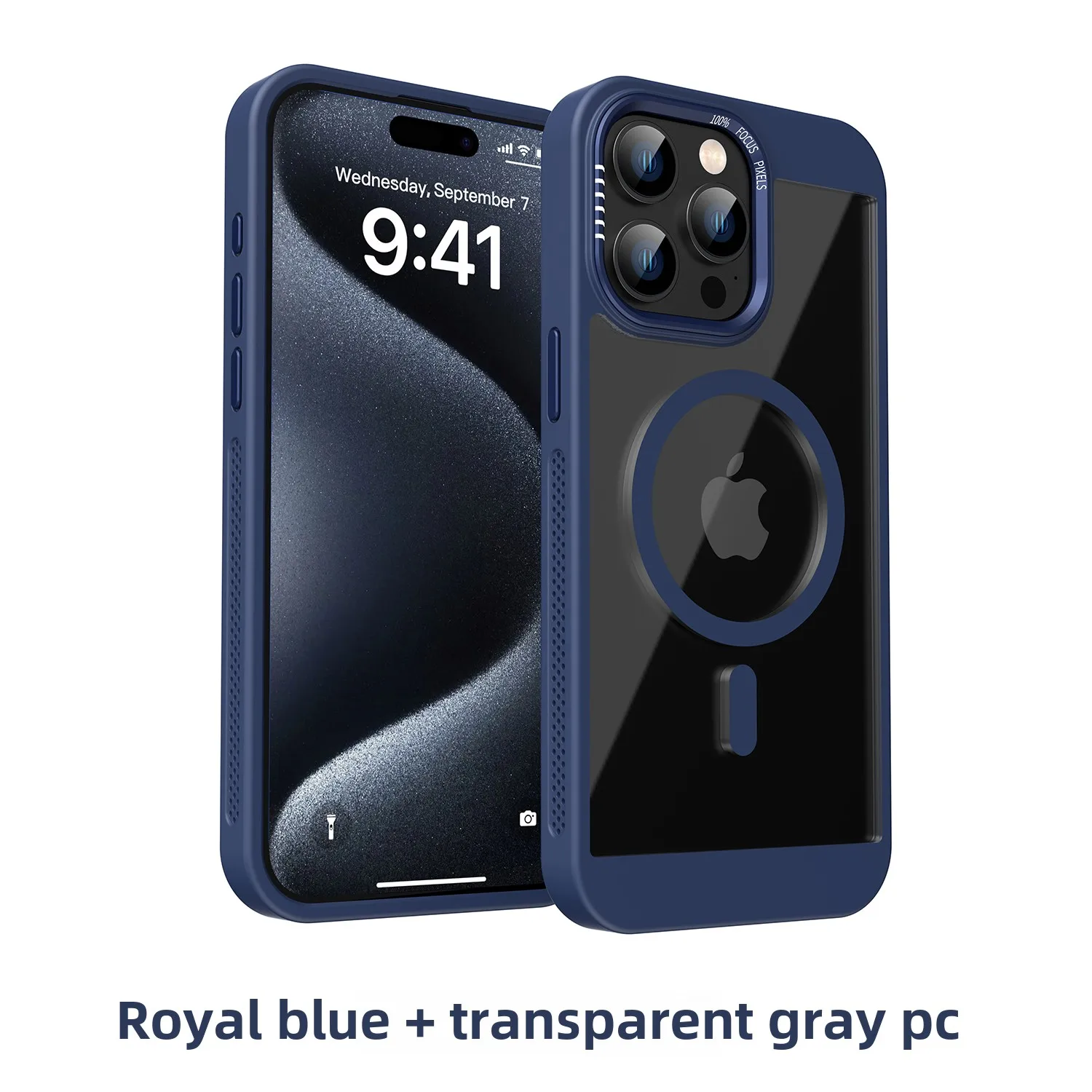 (iphone 15 Pro, Azul) Funda Protectora Translúcida De Acrílico, Compatible Con El Sistema De Fijación Magnética Magsafe.