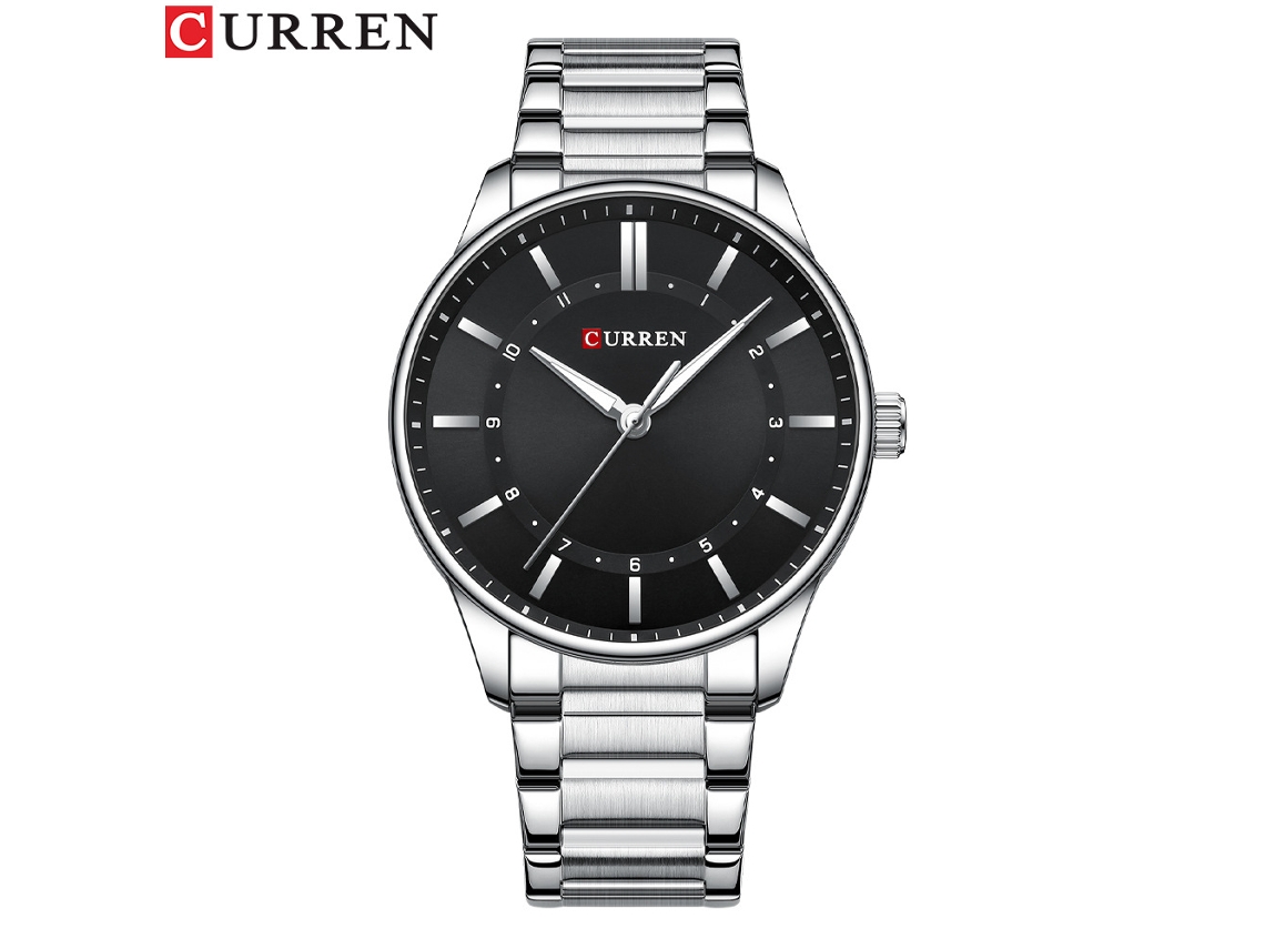 Reloj De Cuarzo Sencillo E Impermeable Para Hombre (plateado Y Negro) Con Correa De Acero Inoxidable, Estilo Casual.