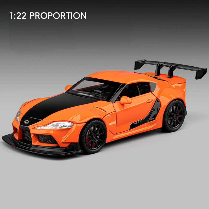 (naranja) Coche De Juguete De Metal Fundido A Presión A Escala 1:24, Superdeportivo, Con Efectos De Sonido Y Luz.