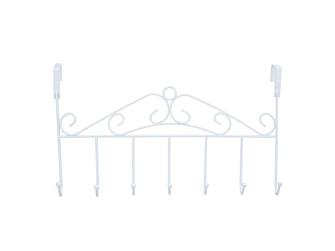 Gancho Para Puerta Con 7 Ganchos, Organizador Para Toallas, Bolsos Y Abrigos, Blanco, 42,5 X 24,5 Cm