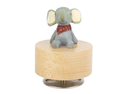 Caja de música infantil con forma de elefante, redonda, de madera.