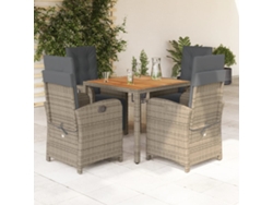 Juego de comedor de jardín de 5 piezas DKD Home Decor con cojines de mimbre gris