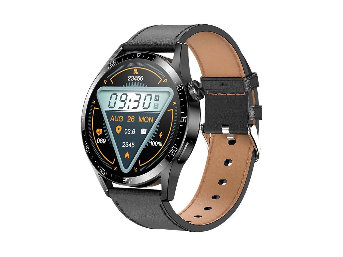 Reloj inteligente con pantalla de 1,32 pulgadas y correa de acero negra para natación y ciclismo para adultos. Ly Ebike