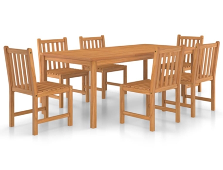 Conjunto 7 Conjunto de comedor de jardín VIDAXL madera maciza de teca