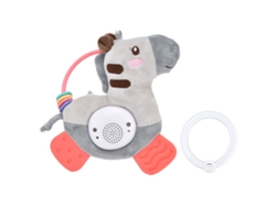 Poni mordedor de peluche Mali con luz y sonido, lavable, para bebés de 0 a 3 años, color gris.