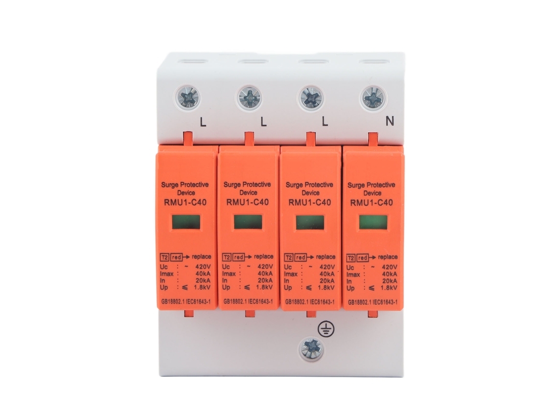 Protector Contra Sobretensiones De 4 Polos Con Indicador, Montaje En Riel Din, Ca 420v Rmu1-c40
