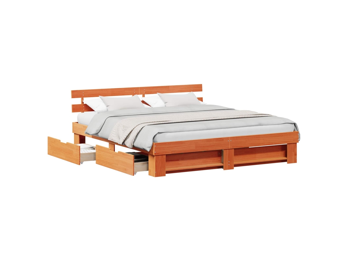 Maison Exclusive - Estructura De Cama Con Cabecera Marrón Cera 180 X 200 Cm