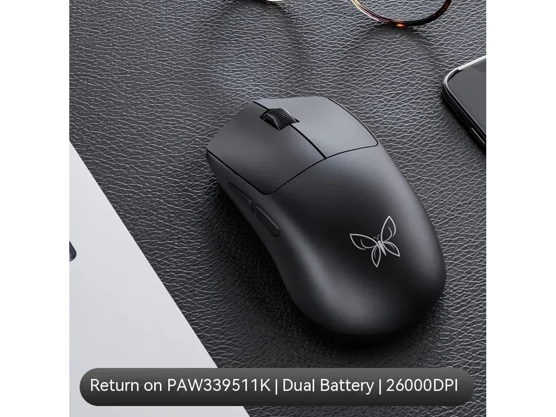 YIZHOOD MS301 Ratón Ligero Regalo Oficina E-Sports Juego Tres Modos Inalámbrico PAW3395 RGB 2.4GHZ Negro