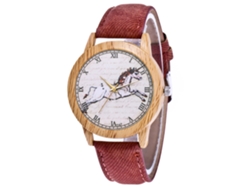 Reloj De Pulsera De Cuarzo Informal Con Correa Vaquera Para Hombre Y Mujer - Marrón