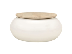 Mesa De Centro De Madera Maciza De Mango Blanca 51x51x27 Cm