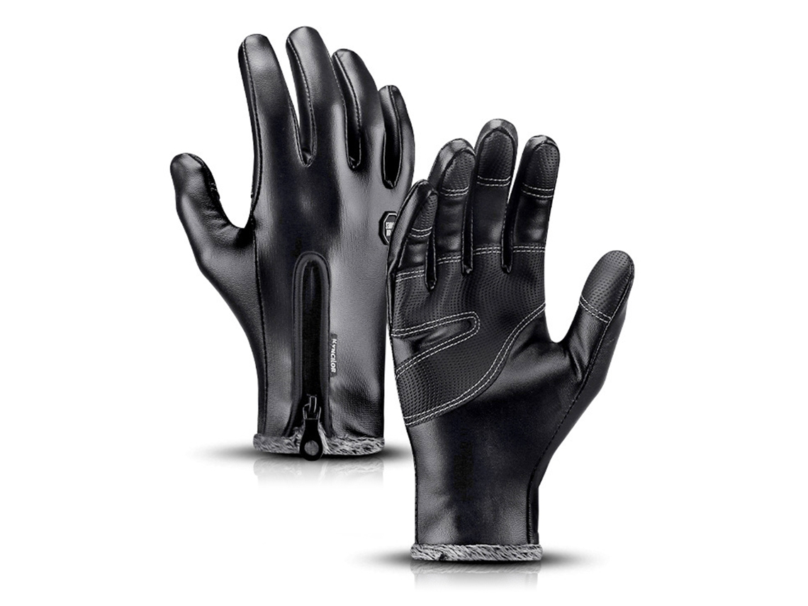Guantes De Invierno Impermeables Con Malla Protectora, Calefactables Y Resistentes Al Viento, De Piel Sintética Pu.