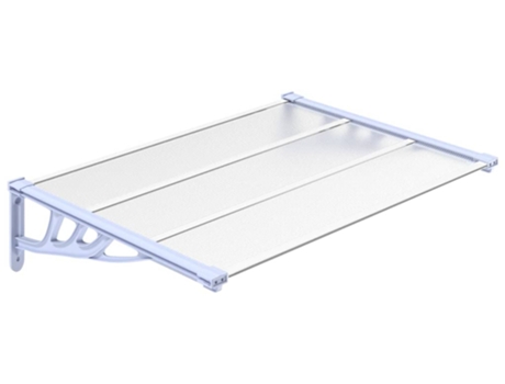 Marquesina puerta policarbonato gris y transparente 122x90 cm VIDAXL
