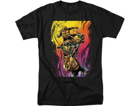 Camisetas Unisex DEEPSTONE Colorful Attack Teenage Mutant Ninja Turtles Negro (L)
