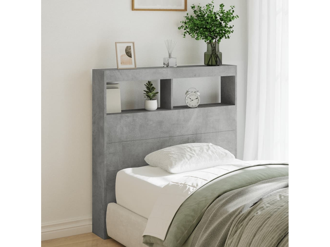 Cabecero De Cama Con Luz Led Gris Hormigón 100x17x102 Cm