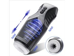 Copa masturbadora de silicona telescópica automática de 7 frecuencias para hombres (negro) YIZHOOD