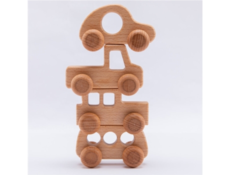 Coche Educativo de Madera de Haya Montessori de Madera 4Pcs, Juguete Mezclar 4 Piezas