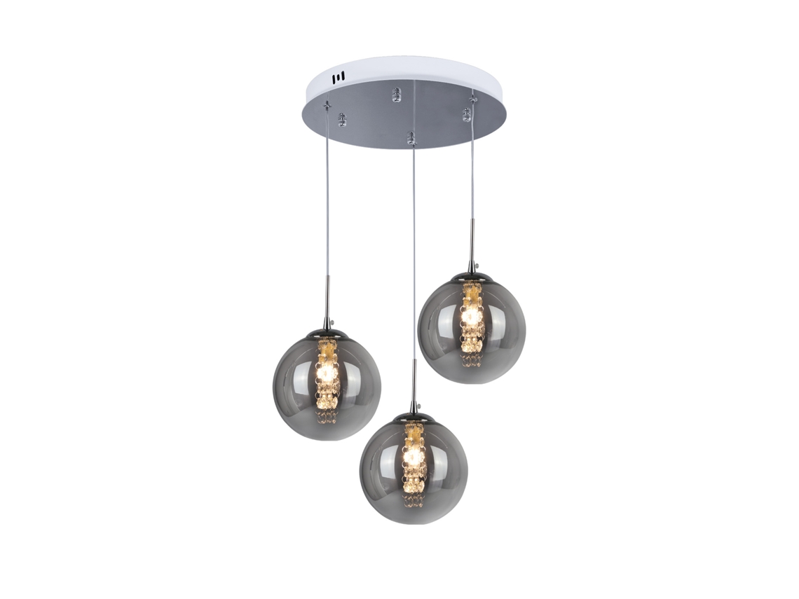 Lámpara Colgante De Vidrio Gris Diam.28Cm G9 Con 3 Luces Lámpara De Mesa De Comedor Moderna Y Colorida Lámpara De Salón NETTLIFE