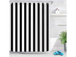 2026-cortina De Baño Rayas Negro Y Blanco, Poliéster Impermeable 150x180 Cm, Decoración Elegante Con Ganchos Incluidos