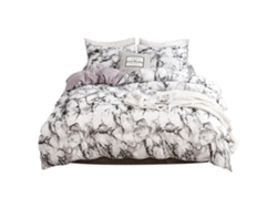 2026-3 Piezas Conjunto De Edredón Y Fundas De Almohada De Poliéster Marmoleado Talla Doble Eu (blanco)