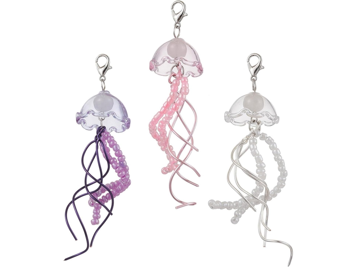 Conjunto De 3 Llaveros De Cuentas De Vidrio De Colores Para Añadir Un Toque Elegante A Tus Accesorios.