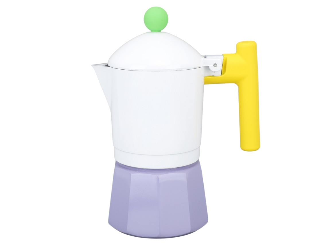 Cafetera italiana de aluminio para el hogar, la oficina o viajes, color morado