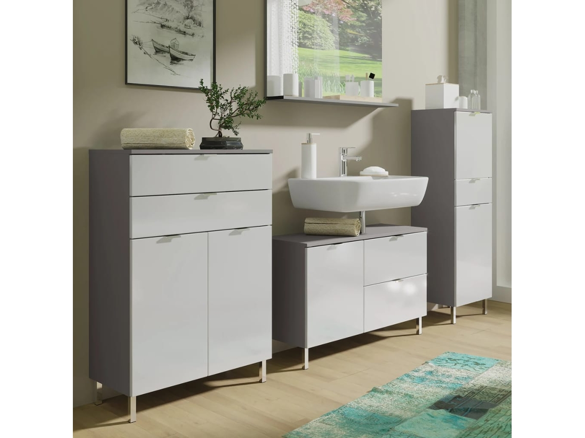 Germania Armario base lavabo GW-Mauresa 34x80x56 cm grafito y blanco
