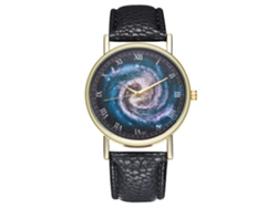 Reloj De Cuarzo Unisex Con Correa De Cuero Pu, Dial Universal Y Números Romanos (negro)