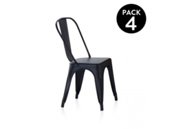 Pack 4 sillas de comedor Tolix Negro 45 x 85 x 45 cm
