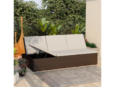 MAISON EXCLUSIVE - Tumbona convertible con cojín de ratán sintético marrón