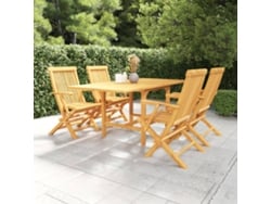 Juego de comedor de jardín de 5 piezas en madera maciza de teca Dkd Home Decor