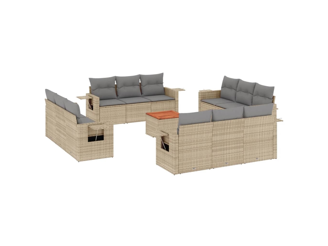 Maison Exclusive - Set Sofás De Jardín Con Cojines 13 Pzas Ratán Sintético Beige
