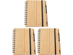 Juego De 3 Cuadernos De Espiral De Bambú Con 70 Páginas Rayadas Horizontalmente.