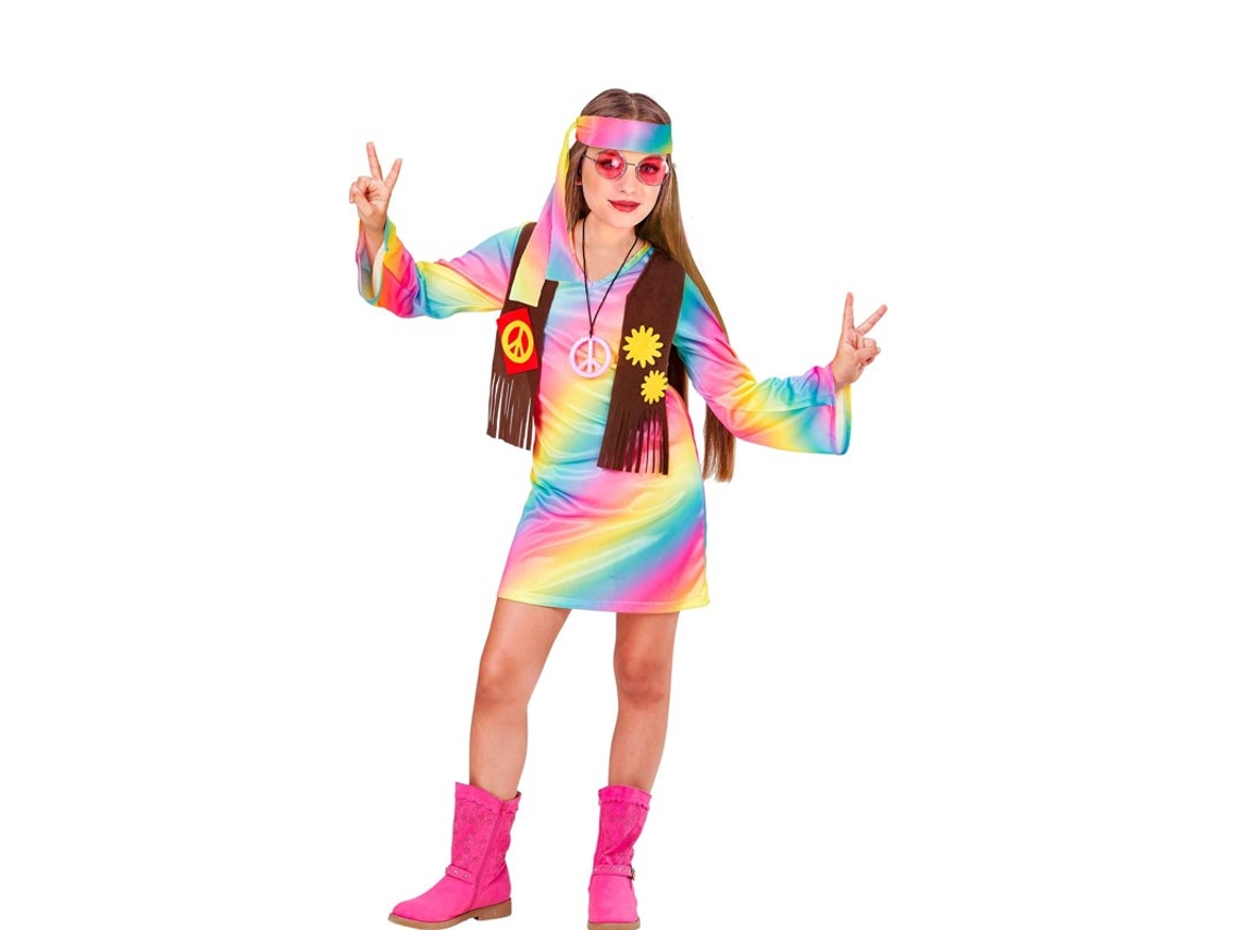 Disfraz de Hippie Arcoíris para niña y adolescente