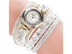 Reloj De Pulsera Multicapa Para Mujer Ccq Con Diamantes De Imitación, Cuarzo De Aleación, Blanco