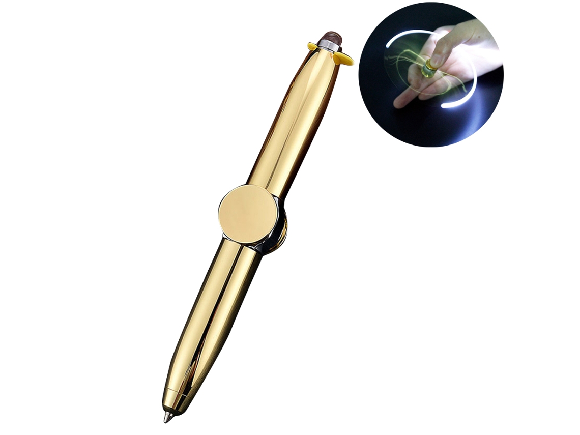 Bolígrafo de juguete multifuncional de metal con linterna para aliviar el estrés.