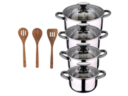 Batería De Cocina Ø16ø18ø20ø24 Cm De Acero Inoxidable Dina San Ignacio (8 Piezas) Con 3 Utensílios