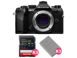 Om System Om-5 Mark Ii Negro + 3 Sandisk 64gb Extreme Pro Uhs-ii Sdxc + 3 Om System Bls-50 + Ebook “20 Consejos Para Fotos Que Impactan”