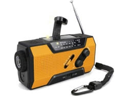 Radio Fm Solar De Emergencia De 2000 Mah Con Manivela Y Luz Led (naranja), Chrui