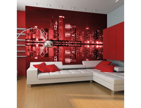 Papel de Pared ARTGEIST Chicago couleur du vin rouge (400x309)