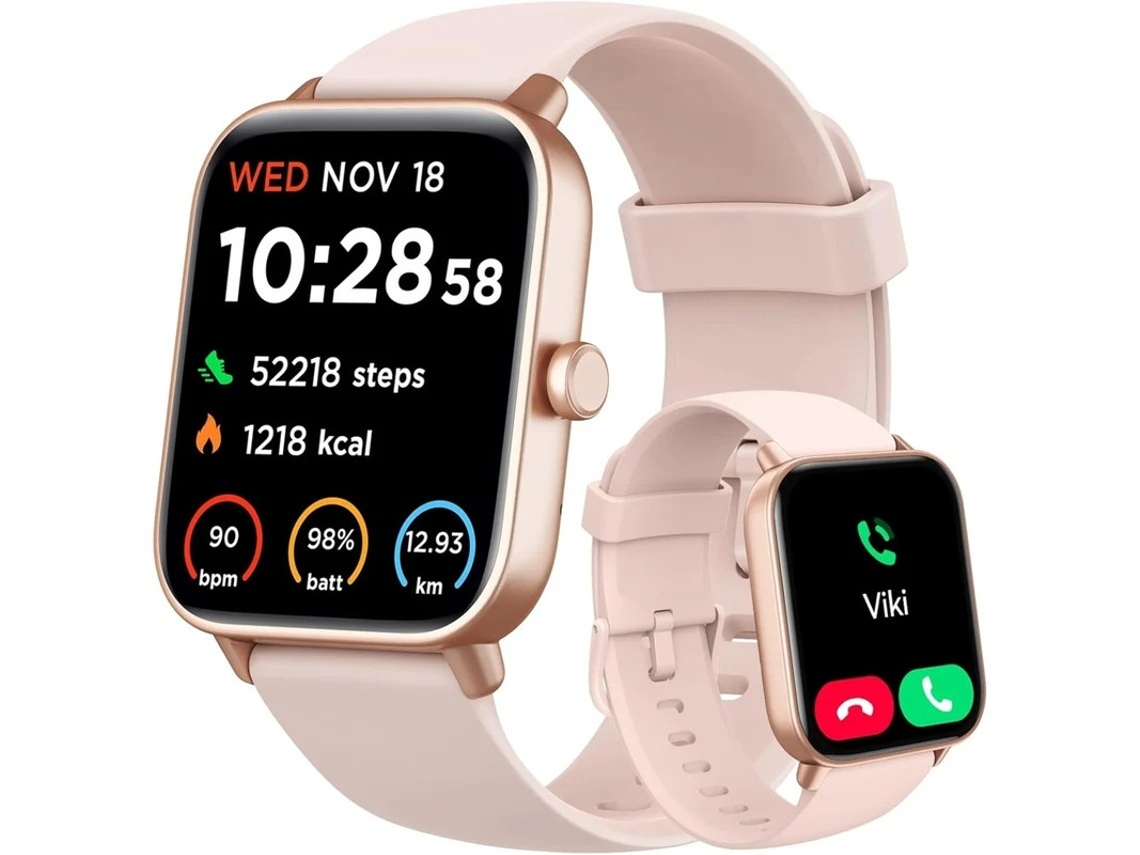 Reloj inteligente con Bluetooth, llamadas a Alexa integradas, monitor de actividad física HD de 1,8 pulgadas, frecuencia cardíaca, SpO2, sueño, rosa, Bestvite