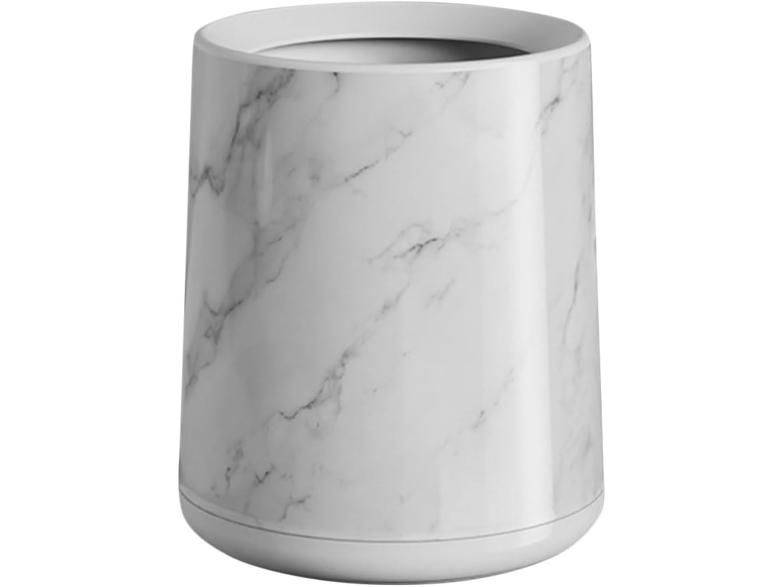 Mini papelera de mármol blanco para cocina y baño, diseño exclusivo, duradera y fácil de limpiar.