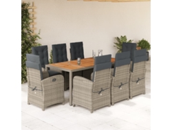 Conjunto de comedor de jardín DKD Home Decor de 9 piezas con cojines, ratán gris