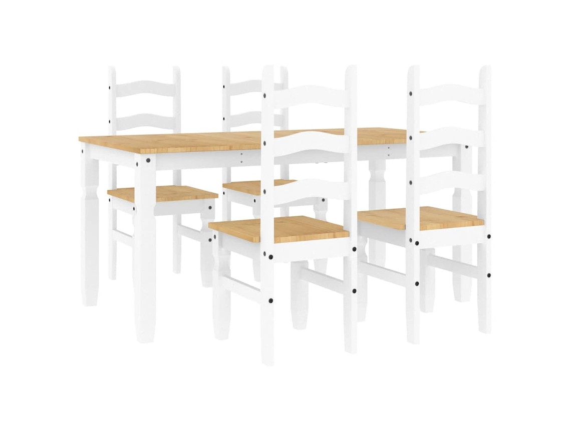 Maison Exclusive - Juego De Comedor Panama 5 Pzas Madera Maciza De Pino Blanco