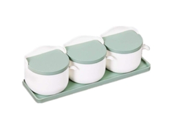 Omni-set De Frascos De Especias Creativo Con Tapa Material Plástico Caja De Salera Almacenamiento Hogar Verde