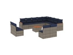 Maison Exclusive - Conjunto De Sofá De Jardín De 13 Piezas Con Cojines, Poliratán Gris