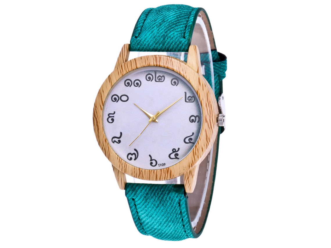 Reloj De Pulsera Casual De Cuarzo Verde Zhoulianfa Con Correa Vaquera.