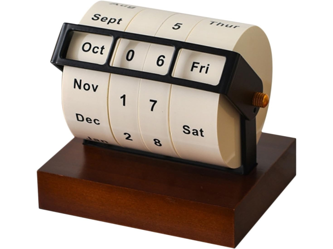 Calendario Perpetuo Giratorio Con Esfera, Diseño Compacto De Escritorio