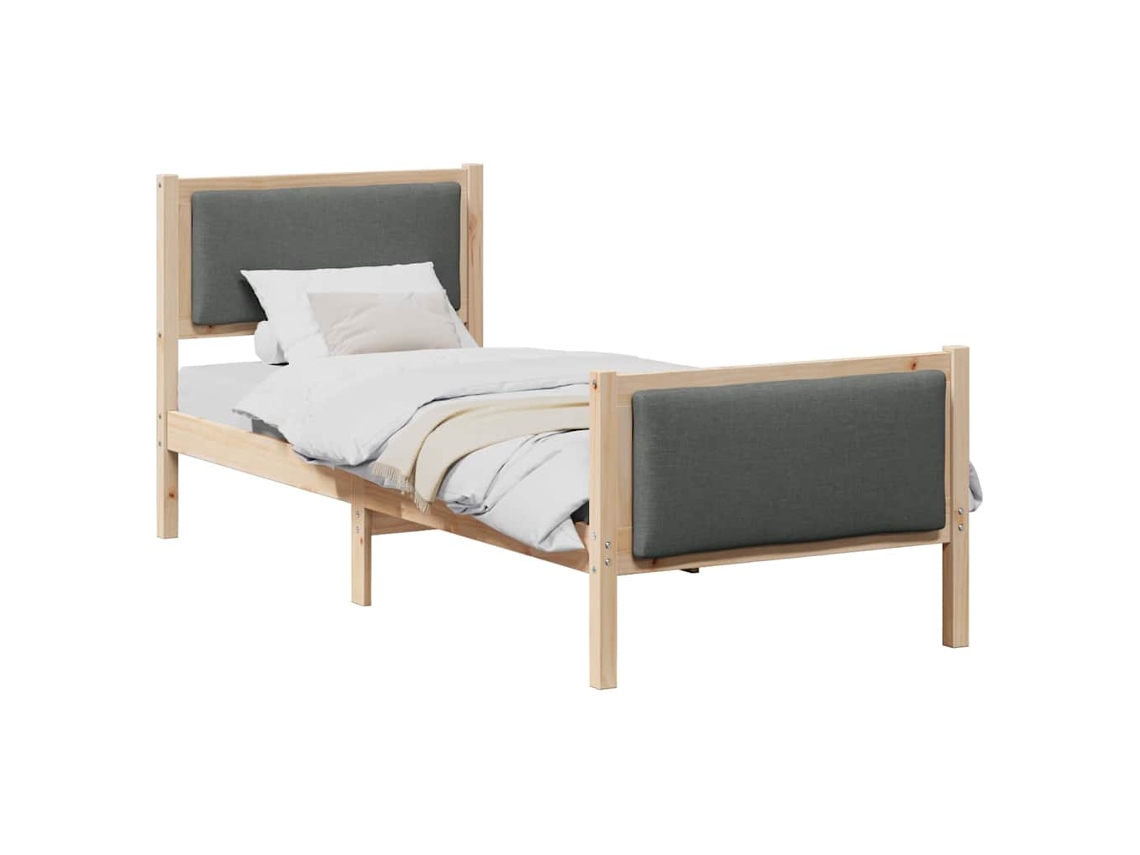 Maison Exclusive - Estructura De Cama Con Cabecera Gris Oscuro 75 X 190 Cm Tela