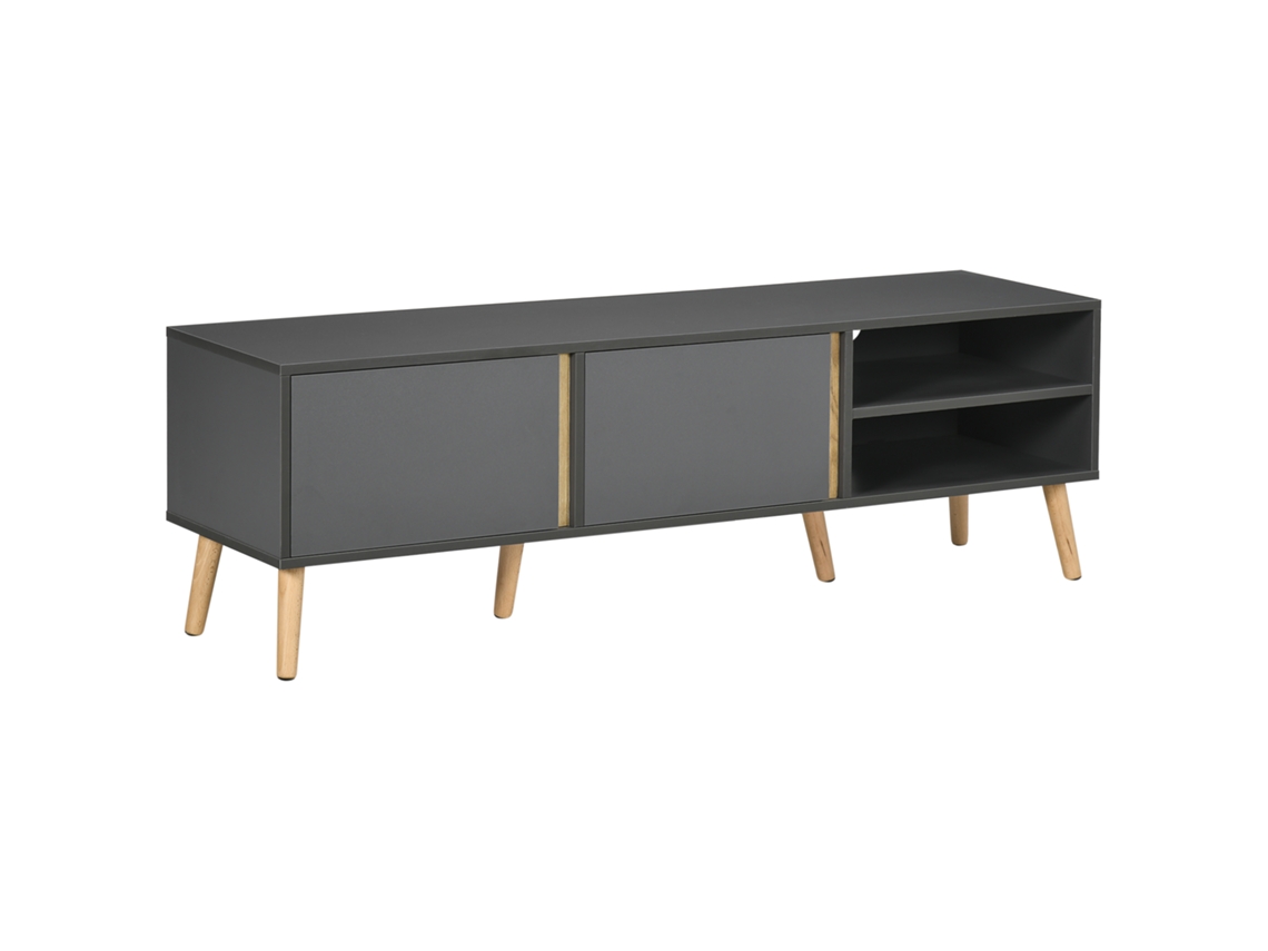 Mueble Tv 55 Pulgadas 2 Puertas 2 Estantes 150x35x45cm Gris Oscuro